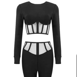 A luxurious bandage set featuring a corset style with boning.